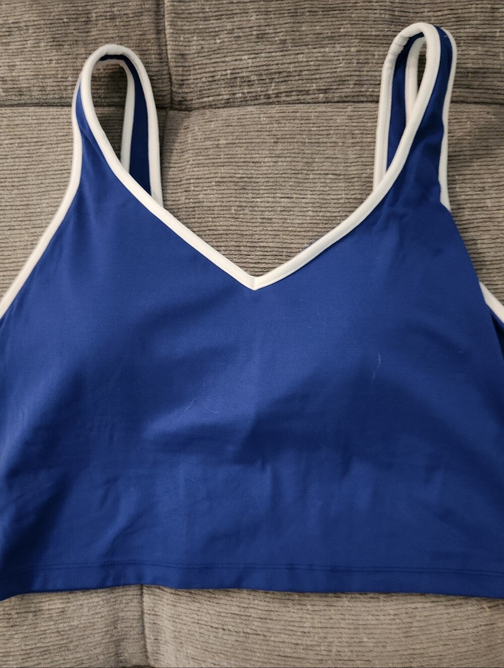 Aerie Blue V-Neck Tank Top with White Trim - Women. Matching Shorts Also Posted!